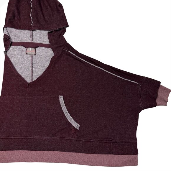 XS We the Free People Bonfire Hoodie Cropped Sweatshirt Fig Maroon Oversized Coz - Picture 5 of 11